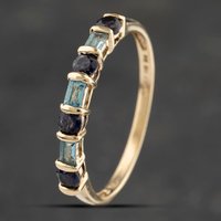 Pre-Owned 9ct Yellow Gold Sapphire and Blue Topaz Seven Stone Ring 41103365