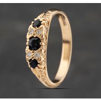 Pre-Owned 9ct Yellow Gold Sapphire and Cubic Zirconia Seven Stone Ring 41103395