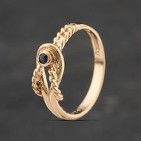 Pre-Owned 9ct Yellow Gold Sapphire Openwork Knot Dress Ring 41103397