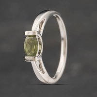 Pre-Owned 9ct White Gold Green Amethyst Oval Dress Ring 41103402