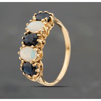 Pre-Owned 9ct Yellow Gold Sapphire and Opal Five Stone Ring 41103418