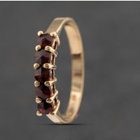 Pre-Owned 9ct Yellow Gold Garnet Five Stone Ring 41103478