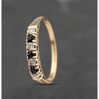 Pre-Owned 9ct Yellow Gold Sapphire and Cubic Zirconia Half Eternity Ring 41103492