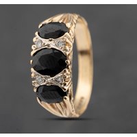 Pre-Owned 9ct Yellow Gold Sapphire and Cubic Zirconia Seven Stone Ring 41103494