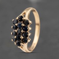Pre-Owned 9ct Yellow Gold Sapphire Three Row Ring 41103495