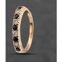 Pre-Owned 9ct Yellow Gold Sapphire and Cubic Zirconia Half Eternity Ring 41103497