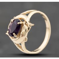 Pre-Owned 9ct Yellow Gold Amethyst Dolphin Dress Ring 41103506