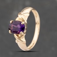 Pre-Owned 9ct Yellow Gold Amethyst Oval Dress Ring 41103507