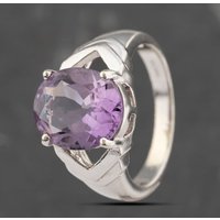 Pre-Owned 9ct White Gold Amethyst Large Oval Dress Ring 41103508
