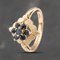 Pre-Owned 9ct Yellow Gold Sapphire Flower Cluster Ring 41103523