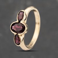 Pre-Owned 9ct Yellow Gold Garnet Rubover Three Stone Ring 41103524