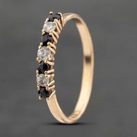 Pre-Owned 9ct Yellow Gold Sapphire and Cubic Zirconia Half Eternity Ring 41103621