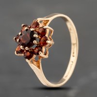 Pre-Owned 9ct Yellow Gold Garnet Cluster Ring 41103628