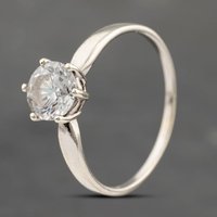 Pre-Owned 9ct White Gold Cubic Zirconia Solitaire Ring 41103643