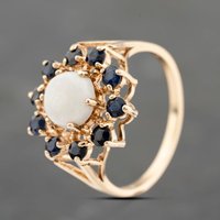 Pre-Owned 9ct Yellow Gold Opal and Sapphire Large Cluster Ring 41103659