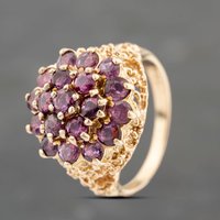 Pre-Owned 9ct Yellow Gold Ruby Large Cluster Ring 41103665