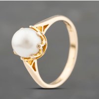 Pre-Owned 9ct Yellow Gold Cultured Pearl Single Dress Ring 41103668