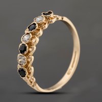Pre-Owned 9ct Yellow Gold Sapphire and Cubic Zirconia Half Eternity Ring 41103686