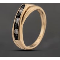 Pre-Owned 9ct Yellow Gold Sapphire and Cubic Zirconia Crossover Half Eternity Ring 41103690