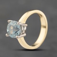 Pre-Owned 14ct Yellow Gold Aquamarine Solitaire Ring 41103735