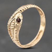 Pre-Owned 9ct Yellow Gold Garnet Snake Dress Ring 41103748