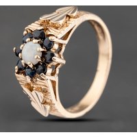 Pre-Owned 9ct Yellow Gold Opal and Sapphire Cluster Ring 41103751