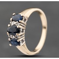 Pre-Owned 9ct Yellow Gold Sapphire and Cubic Zirconia Seven Stone Ring 41103764