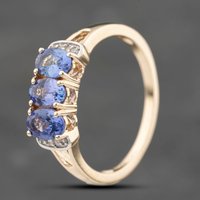 Pre-Owned 9ct Yellow Gold Tanzanite and White Topaz Dress Ring 41103767