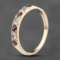 Pre-Owned 9ct Yellow Gold Garnet and Cubic Zirconia Half Eternity Ring 41103770