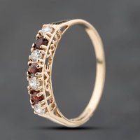 Pre-Owned 9ct Yellow Gold Garnet and Cubic Zirconia Half Eternity Ring 41103771