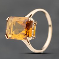 Pre-Owned Yellow Gold Synthetic Golden Yellow Sapphire Oblong Dress Ring 41103792