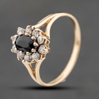 Pre-Owned 9ct Yellow Gold Sapphire and Cubic Zirconia Cluster Ring 41103805