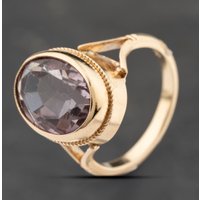 Pre-Owned Yellow Gold Amethyst Oval Dress Ring 41103845
