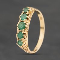Second Hand 9ct Yellow Gold Emerald Five Stone Ring 41104861