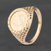 Second Hand 9ct Yellow Gold George And Dragon Coin Ring 41104871