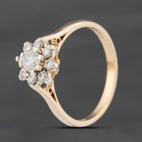 Second Hand 9ct Yellow Gold Cubic Zirconia Flower Cluster Ring 41104895