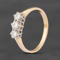 Second Hand 9ct Yellow Gold Moissanite Three Stone Ring 41104896