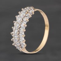 Second Hand Vintage 9ct Yellow Gold Cubic Zirconia Three Row Ring 41104898