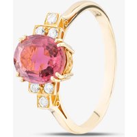 Pre-Owned 18ct Yellow Gold Tourmaline and Brilliant Cut Diamond Oval Cluster Ring 41121004