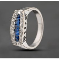 Pre-Owned 18ct White Gold Sapphire and Brilliant Cut Diamond Cluster Ring 41121020