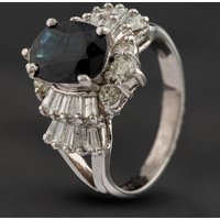 Pre-Owned 14ct White Gold Sapphire and Diamond Fancy Halo Ring 4112286