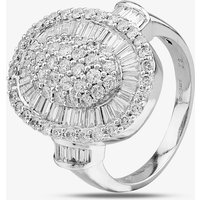 Pre-Owned 18ct White Gold Diamond Ballerina Brilliant And Baguette Cut Cluster Ring 4112299
