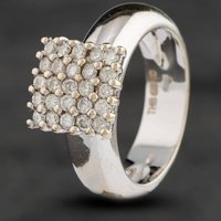 Pre-Owned 18ct White Gold Brilliant Cut Diamond Square Cluster Ring 4112316