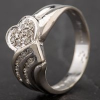 Pre-Owned 18ct White Gold Diamond Set Heart and Wave Ring 4112908