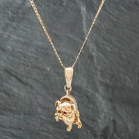 Pre-Owned 9ct Yellow Gold Cubic Zirconia Bulldog Pendant and 22 Inch Curb Chain 41141425