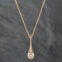 Pre-Owned Yellow Gold Brilliant Cut Graduated Dropper Pendant and 21 Inch Spiga Chain 41141845