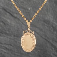 Pre-Owned 9ct Yellow Gold Oval Patterned Edge Locket Pendant and 20 Inch Trace Chain 41142204