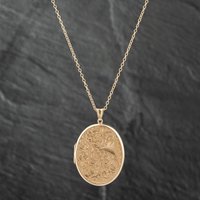 Pre-Owned 9ct Yellow Gold Hand Engraved Large Oval Locket Pendant and 19 Inch Trace Chain 41142270
