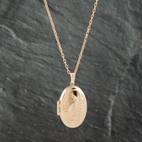 Pre-Owned 9ct Yellow Gold Egyptian Patterned Oval Locket Pendant and 20 Inch Trace Chain 41142347