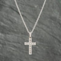 Pre-Owned 18ct White Gold 0.33ct Diamond Cross Pendant and 18 Inch Belcher Chain 41142457